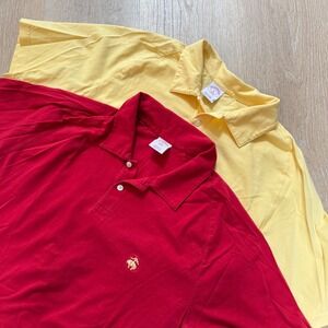 Brooks Brothers 346 Polo Shirt Bundle Mens XL Red Yellow Cotton Short Sleeve